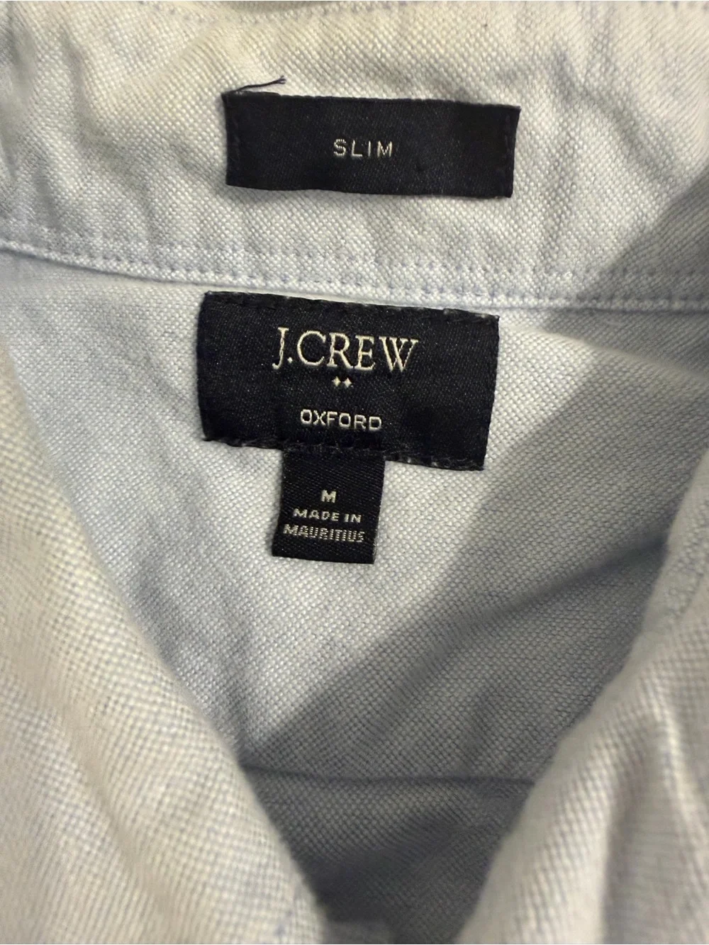 J. Crew Light Blue Short-Sleeve Button-Down with Navy Anchor Embroidery
